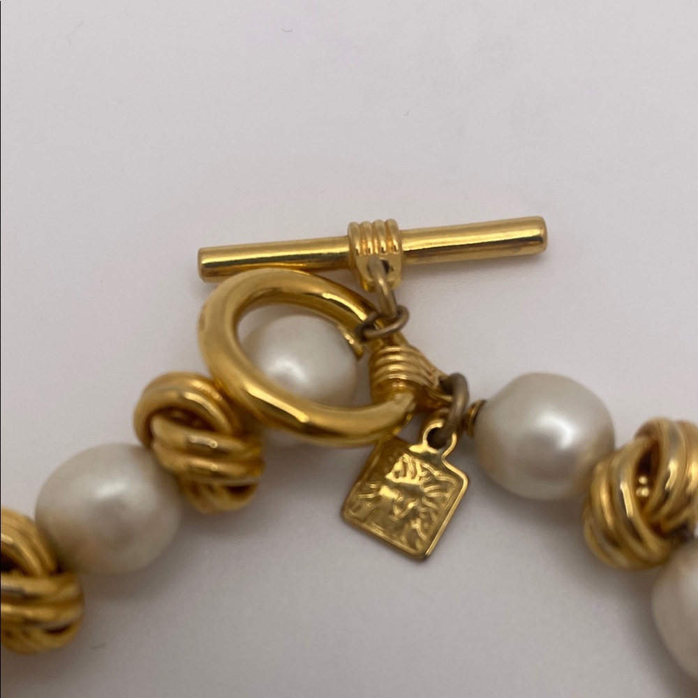 Anne Klein Gold and Cream Pearl Necklace - Picture 2 of 4